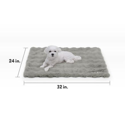 Paw Inspired Waterproof Dog Blanket, Soft Faux Fur Throw with Fur-Resistant Fleece, Washable Pet Blanket, Waterproof Protection for Couch, Bed, Furniture, Crate, Car (32x24, Gray) - color: Gray, size: 32x24"