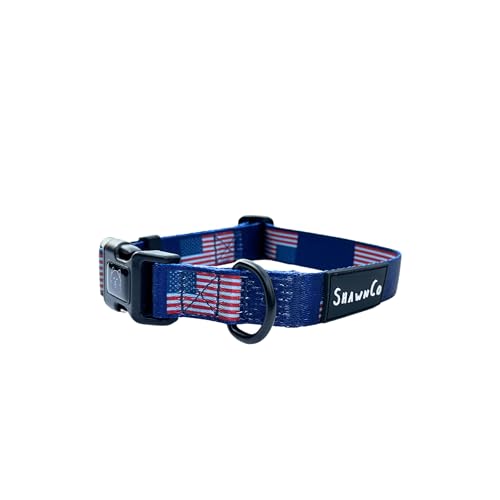 ShawnCo Dream Walk Dog Collar- Premium, Adjustable and Comfortable Pet Collar for Small, Medium, Large and Extra Large Dogs (USA Flag,M) - color: USA Flag, size: Medium