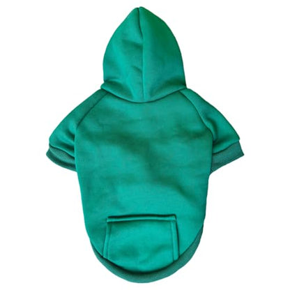 Jecikelon Winter Dog Hoodie Sweatshirts with Pockets Warm Dog Clothes for Small Dogs Chihuahua Coat Clothing Puppy Cat Custume (Green, X-Small) - color: Green, size: X-Small