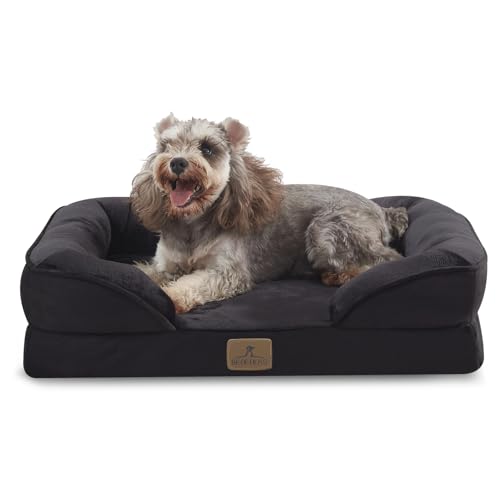 Bedfolks Orthopedic Dog Bed Extra Small, Waterproof Dog Sofa Bed for Small Dogs & Cats, Egg Foam Pet Couch Bed with Removable Washable Cover and Nonslip Bottom, Black - color: Black, size: 20.0"L x 15.0"W x 6.0"Th
