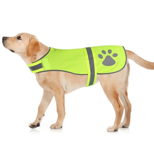 Candofly Reflective Dog Vest, High Visibility Dog Hunting Vest Lightweight Safety Dog Jacket for Night Walking Camping (Neon Green, X-Large) - color: Neon Green, size: X-Large