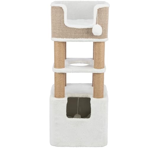 Trixie Lucano 39.8-in Cat Tree, Indoor Cat Furniture with Jute Scratching Posts, Sisal and Plush Covered Condo, Dangling Interactive Toys, Taupe - color: Brown, size: 39.8" Tall
