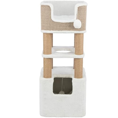 Trixie Lucano 39.8-in Cat Tree, Indoor Cat Furniture with Jute Scratching Posts, Sisal and Plush Covered Condo, Dangling Interactive Toys, Taupe - color: Brown, size: 39.8" Tall