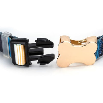 Personalized Custom Customized Silent No Jingle Dog Collar with Engraved ID Dog Name Phone Number/Dog Collars for Puppy X-Small Small Medium Large X-Large Boy Girl Dogs-Blue Stripe-XS - color: 10 Blue Stripe, size: X-Small (0.6" *7.8"-11.8")