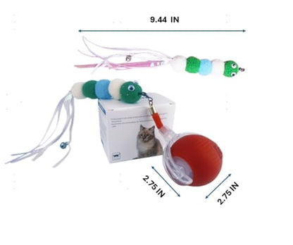 Newly Interactive Cat Toy Ball with Funny Tail and Bell-Automatic Movement for Indoor Cats, 3 Speeds Rechargeable Cat Entertainment Toys for All Cats to Keep Them Curious (Red)
