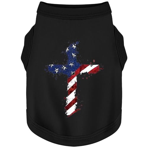 Discover Cozy Cotton Canine Wear: Soft, Lightweight, and Breathable Dog Shirt Vest with Eye-Catching Graphics, Keeping Your Furry Friend Warm and Comfy! Cross Flag M - color: Cross Flag Style, size: Medium