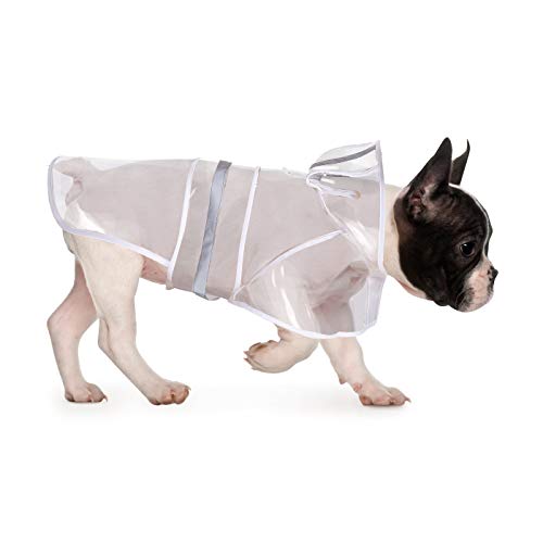 HDE Dog Raincoat Jacket Reflective Adjustable Hooded Pet Poncho Rain Coat with Leash Hole for Small to X-Large Dogs Clear - S - color: Clear, size: Small
