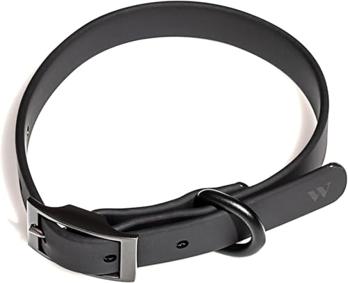 Wild One Dog Collar, Easy-Clean, All Weather Flex-Poly Strap with Metal, Durable, Dirt and Odor Resistant (Black, L) - color: Black, size: L
