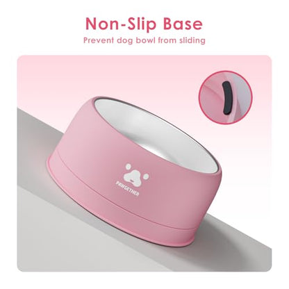 PAWGETHER® Stainless Steel Dog Bowls, Dog Food Water Bowl with Non-Slip Base Two-Piece Design Easy Clean Dishwasher Safe Pink 34oz + 12oz - color: Pink (34oz + 12oz)