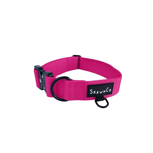 ShawnCo Basecamp Dog Collar- Premium, Adjustable, Heavy-Duty Nylon Tactical Dog Collar with Metal Buckle for Medium and Large Dogs (Orchid, S) - color: Orchid, size: S- No Handle