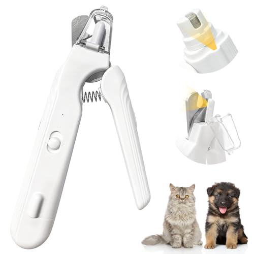 2-in-1 Dog Nail Trimmers & Dog Nail Grinder, Dog Nail Clippers with 2 LED Lights & Safety Guard, USB Rechargeable, Multiple Grinding Methods for Small, Medium, and Large Dogs & Cats (White) - color: White
