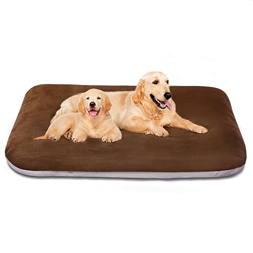 Super Soft Extra Large Dog Bed, 47 Inches Orthopedic Foam Dog Beds for XL Dogs, Jumbo Pet Bed with Anti Slip Bottom, Dog Sleeping Mattress with Removable and Washable Cover, Dark Brown - color: Dark Brown, size: 47.0"L x 39.0"W x 5.0"Th