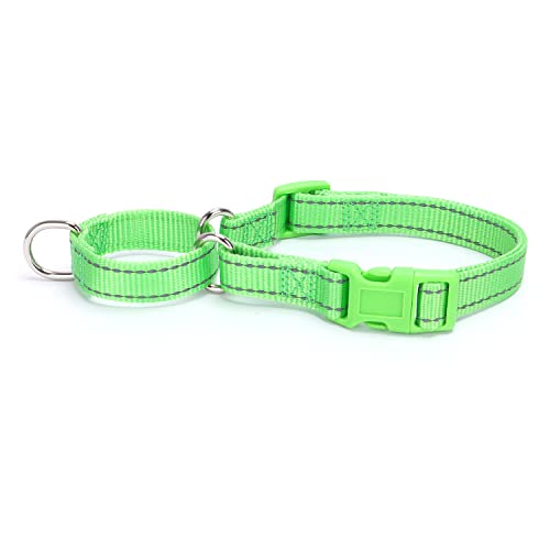 Martingale Dog Collars - Reflective Dog Collar with Quick Release Buckle Adjustable Nylon Training D Solution for Large, Medium, and Small Dogs (L, Green) - color: Green, size: L