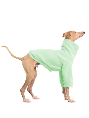 Dog Fleece Sweater Turtleneck Long Sleeve Pullover Sweatshirt Warm Puppy Clothes for Small Medium Dogs - color: Light Green, size: Small