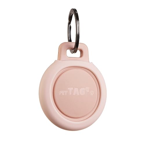 AirTag Holder for Pet Collars – Waterproof Keychain & Attachment Case for Apple AirTag, Secure Fit for Dogs and Cats - color: Pink w/ Bumper