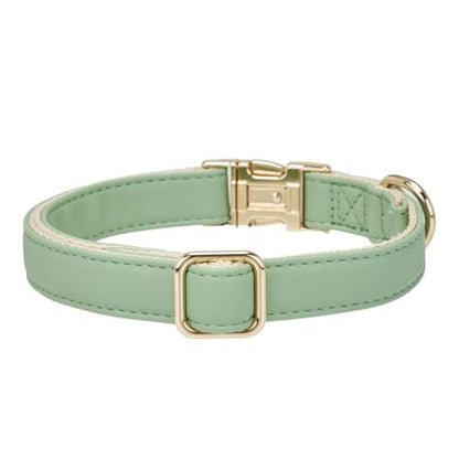Soft Classic Leather Dog Collar Heavy Duty Padded Collars with Metal Buckle for Puppy Small Medium Dogs (Grass Green,M) - color: Grass Green, size: Medium
