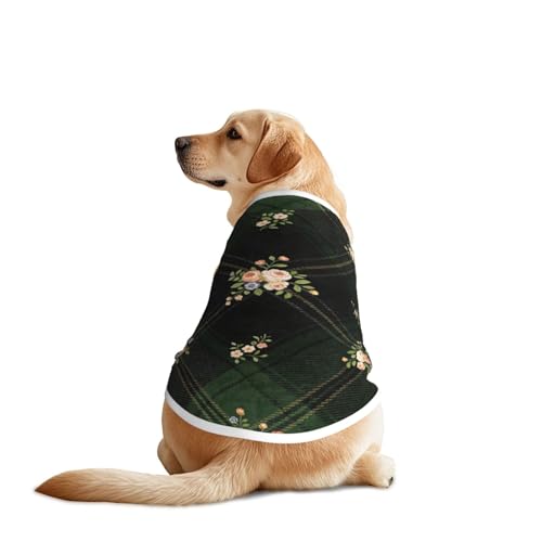 SWEET TANG Cooling Dog Summer T-Shirt Black Green Scottish Tartan Plaid Floral, Quick Dry Breathable Mesh Outfits for Medium Large Dogs Puppy, XX-Large - color: Pattern (111), size: XX-Large