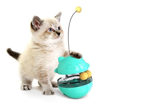 Interactive Cat Toy Treat Dispenser - Wobble Teaser Ball with Food Feeder and Swivel Wand for Cats & Kittens