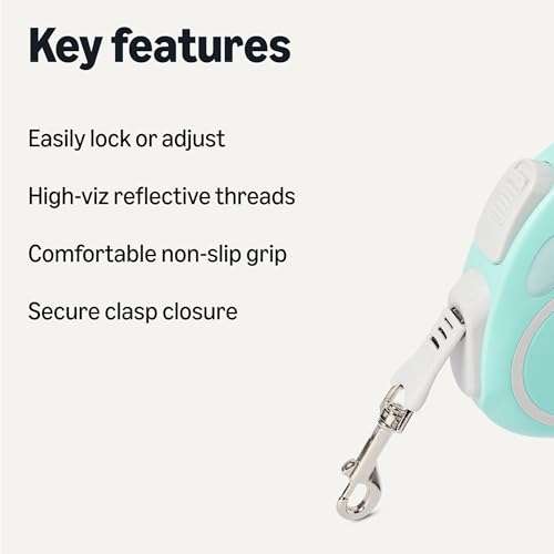 Amazon Basics Retractable Dog Leash with Quick-Lock Function and Non-Slip Grip, M - size: M