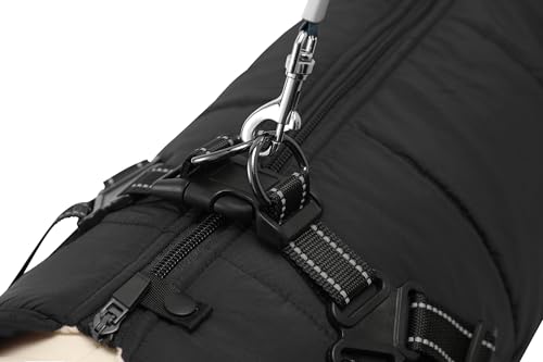 Dog Coat for Winter Waterproof Windproof 2 in 1 Dogs Jackets Fleece Large Dog Vest Harness Winter Warm Pet Black 4XL - color: Black, size: XXXX-Large