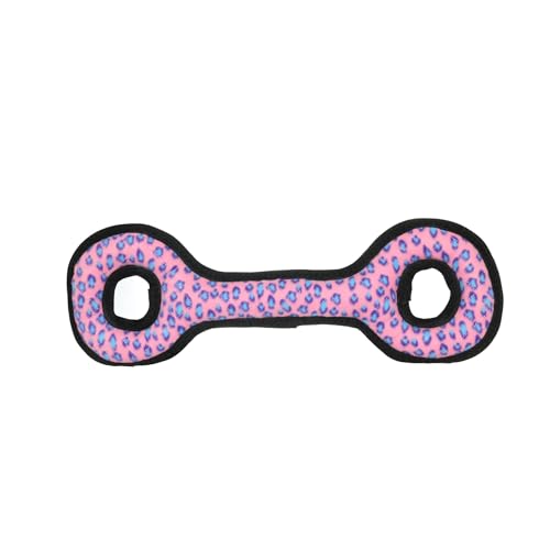 TUFFY- World's Tuffest Soft Dog Toy- Ultimate Tug-O-War- Pink Leopard-Squeakers - Multiple Layers. Made Durable, Strong & Tough. Interactive Play (Tug, Toss & Fetch). Machine Washable & Floats - color: Pink Leopard, style: Tug-O-War