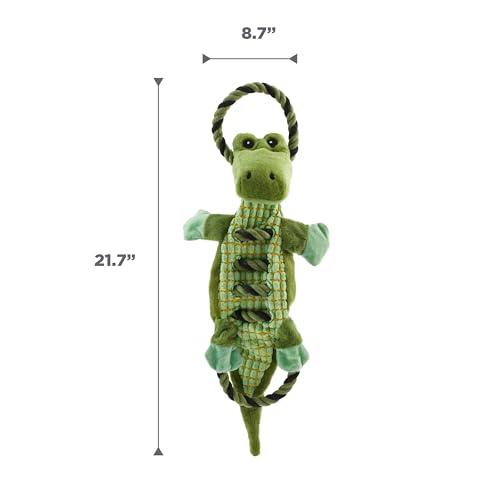 Outward Hound by Charming Pet Ropiez Rope Interactive Dog Tug Toy for Tugging Squeaky Fun, Gator, Green - color: Ropiez Gator