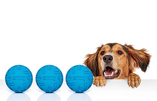 Snug Rubber Dog Balls for Small and Medium Dogs - Tennis Ball Size - Virtually Indestructible (3 Pack - Blue) - color: Blue