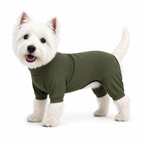 LoveLongLong Dog Jumpsuit with UV Protection and Quick-Dry Fabric for Spring Summer Pet Pajamas Army Green S - color: Army green, size: S (for small dogs)
