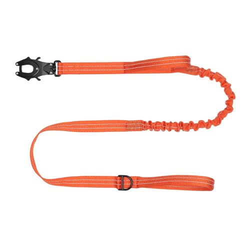 ICEFANG Tactical Dog Leash,K9 Training Walking Bungee Lead with 2 Control Handle,Heavy Duty Quick Release Metal Clasp,for Medium Large Breed (Reflective Orange, 6 FT) - color: Reflective Orange, size: 6 FT