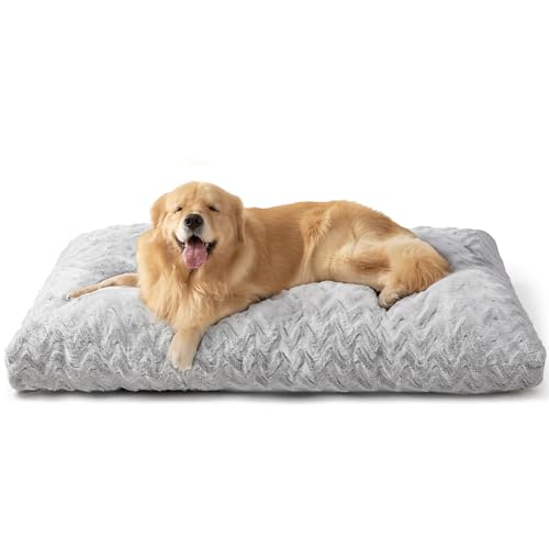 EHEYCIGA Washable Large Dog Bed for Crate 35x23 Inch, Reversible Kennel Pad for Dogs Weight Up to 45 lbs, Plush and Comfy Pet Sleeping Mat, Grey - color: Grey, size: 35" x 23"x 3.5"