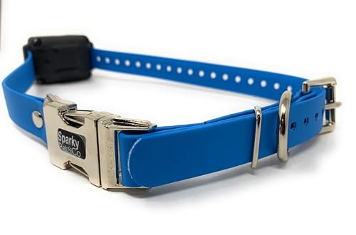 Sparky Pet Co Apollo E-Collar Replacement Strap, 3/4" x 26" Waterproof Biothane with Double Buckle & Quick Snap Clasp, Fits Garmin, Dogtra, SportDOG & Educator (Blue) - color: Blue, size: 3/4" Wide