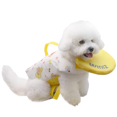 Dog Life Jacket - Pet Safety Vest with Removable Front Float & Rescue Handle - Adjustable High Buoyancy Aid Pet Supplies for Boating, Surfing, Swimming (Yellow, Mediu) - color: Yellow