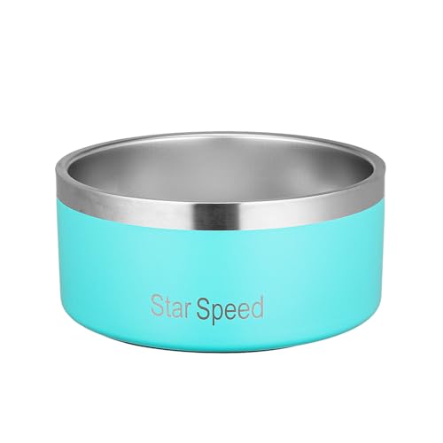 StarSpeed Stainless Steel Dog Bowl. Large Dog Water Bowl with Rubber Bottom, Drop Resistant, Keeps Cold, Holds 8 Cups (64oz), Light Green - color: Light Green, size: 64oz