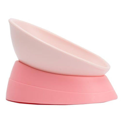 Bulldog Bowl Anti-Slip Dog Cat Dish Detachable Rubber Dog Bowl Pet Sterile Tilted Pet Feeder Slope Base (Pink, 2 Cup (Small/Medium Dog)) - color: Pink, size: 2 Cup ( Small/Medium Dog )