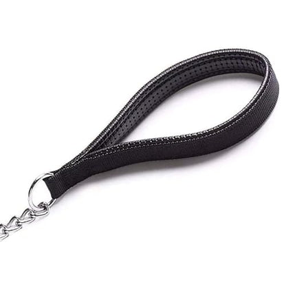 Chain Leash Metal Dog Leash Chrome Plated with Soft Padded Handle for Small Dogs.(S, Black Handle) - color: Black, size: Small
