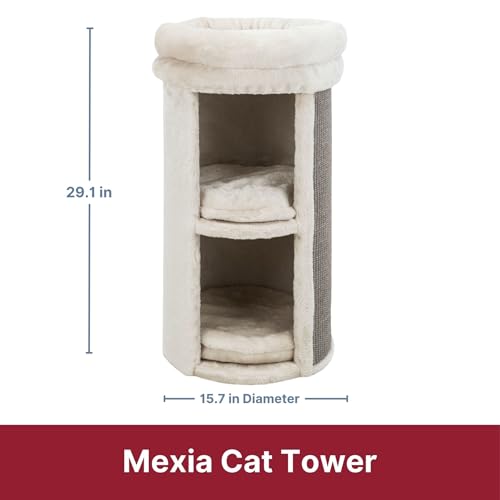 Trixie Mexia 2-Story Cat Condo Tower, Top Platform with Removable Bed, Removable Cushions 15.75 x 15.75 x 29 inches