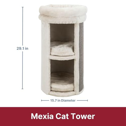 Trixie Mexia 2-Story Cat Condo Tower, Top Platform with Removable Bed, Removable Cushions 15.75 x 15.75 x 29 inches