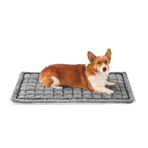 Dog Bed Mats Crate Pad for Small, Medium, Large Dogs, Washable Anti-Slip Pet Bed Mats, Cozy Warm Cat Beds Sleeping Pad (Grey, 36.0" L x 23.0" W x 1.5" Th) - color: Grey, size: 36.0"L x 23.0"W x 1.5"Th
