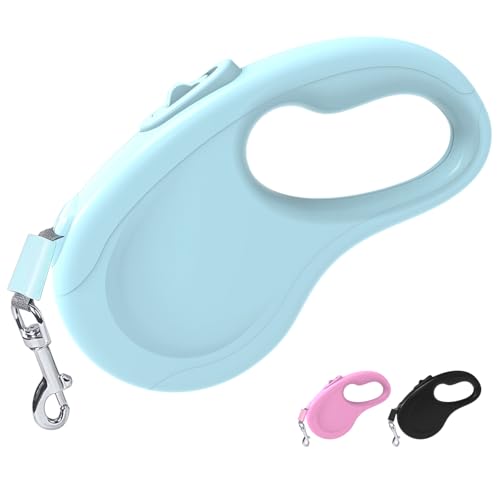Retractable Dog Leash, 16Ft/5M Light Weight Retractable Leash for Small Medium Dogs/Cats Up to 50lbs, Strong Nylon Tape 360° Tangle-Free One-Hand Brake (Blue) - color: Blue