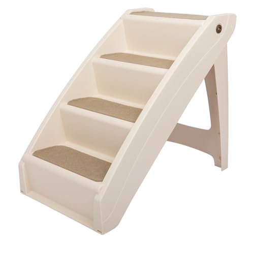 PetSafe CozyUp Folding Dog Stairs, Portable Indoor/Outdoor Pet Steps for Bed, Couch & Car, Tan, 25 Inch - color: Tan, size: Bed - 25 Inches Tall