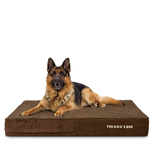 The Dog’s Bed Orthopedic Memory Foam Dog Bed for XL Dogs, Waterproof Washable Cover, Anti-Slip Base, Calming Surface – CertiPUR-Certified Foam, Brown Plush, 6 Inch Thick - color: Brown Plush, size: XL Beds (6" deep)