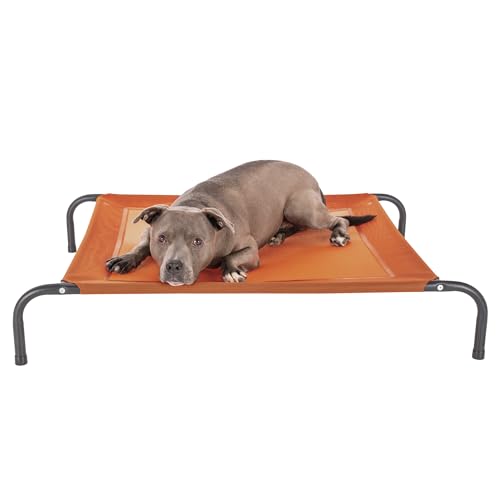FurHaven Elevated Pet Cots - Cooling & Breathable Nylon Mesh Hammock for Dogs/Easy-to-Assemble / / Durable and Reinforced/Perfect for Rest & Relaxation Outdoors - Terracotta Red, Medium - color: Terracotta Red, size: Medium