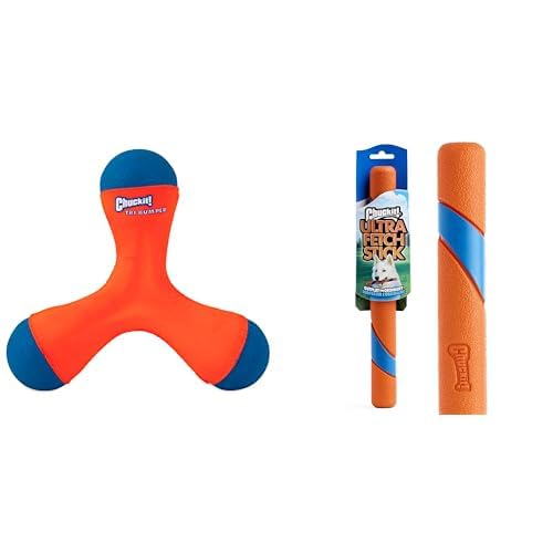 Chuckit! TRI Bumper Dog Toy & 12 Inch Ultra Fetch Stick Bundle - Interactive Outdoor Dog Toys for All Breeds