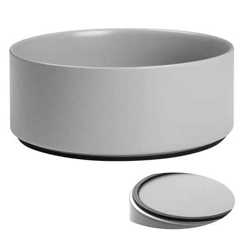 Large Dog Bowls, Non Slip Heavy Ceramic Dog Food and Water Bowl with Silicone Base, 8" Pet Feeding Bowl for Small, Medium, and Big Dogs (Grey, 8 Inches) - color: Grey, size: 8 Inches