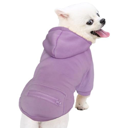 Jecikelon Pet Dog Cold Weather Coat with Pocket Winter Dog Hoodie Warm Puppy Clothes for Small Dogs Chihuahua Clothing (Purple, Small) - color: Purple, size: Small