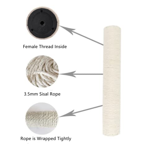 SHENGOCASE 17.7" L, Ø 2.75" Cat Tree Accessories Replacement Post Pole with M10 Bolt, DIY Cat Scratching Post Replacement Part Pole - size: Ø 2.75“