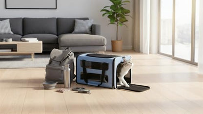 Cat Carrier Soft-Sided Travel Bag for Medium to Large Cats Over 15lbs, Small Dog Carrier Crate Top Entry Breathable Mesh Puppy 12 Pounds, Pet Rabbit Carrying Cage Kennel Collapsible Teal - color: Teal