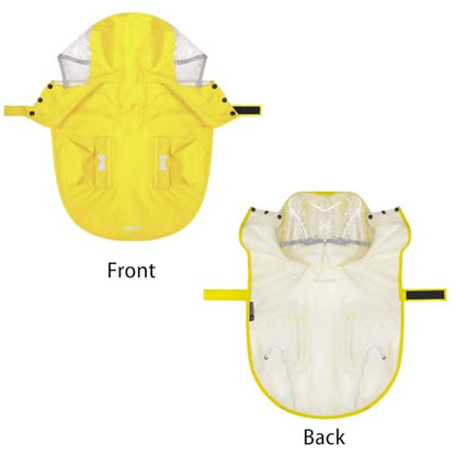 Dog Raincoat Waterproof, Adjustable Reflective Hooded Dog Rain Poncho with Leash Hole for Small Medium Large Dogs (Yellow, Large) - color: Yellow, size: Large(22-37lb)