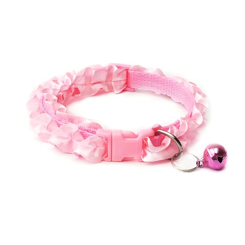 XS Dog Collar with Bells, Puppy Collar Girl Dog Bell Collar Lace Adjustable for XXS Xs Small Pet Dogs Cats Animal Litter TinyKitten Female, XSmall, Pink+Red - color: Pink Red, size: Neck 7.5-12.6"