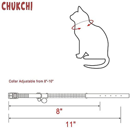 CHUKCHI Soft Velvet Safe Cat Adjustable Collar Bling Diamante with Bells,11 inch for Small Dogs and Cats (Pink- 2 Pack) - color: Pink- 2 Pack